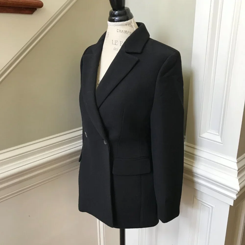 NWT JCrew Evening Blazer Jacket Womens 4 Black Italian Double Cloth Wool BM426